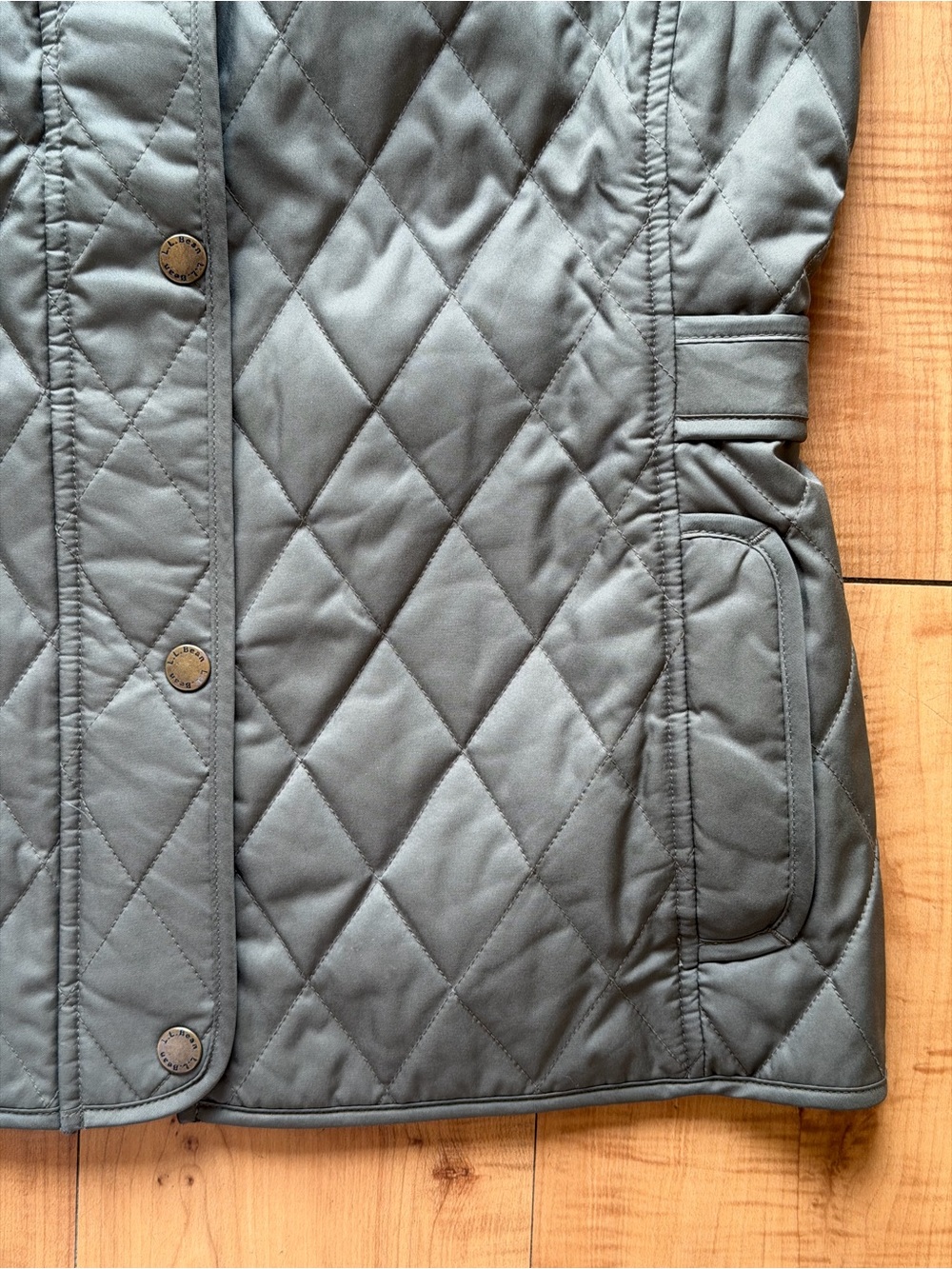 L.L.Bean Quilted Puffer Vest Olive Green Snap Zip Women’s Small Regular - Picture 3 of 11